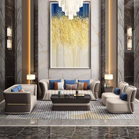 Ensemble de canapés en cuir de luxe léger, sectionnels modernes, canapé lounge, ensemble de canapés personnalisés, mobilier pour salon domestique