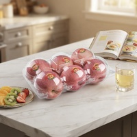 Contenitore in Plastica PET Monouso di Alta Qualità con 6 Scomparti per Frutta, Scatola Trasparente a Forma di Mela