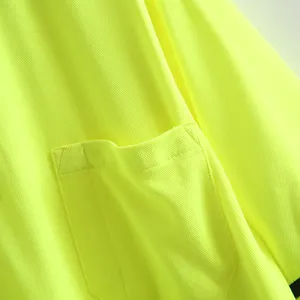 Op Maat Gemaakte Logo Tweekleurige Heren Hoge Zichtbaarheid Bouwkleding Reflecterende Polo Veiligheidsshirts Met Korte Mouwen