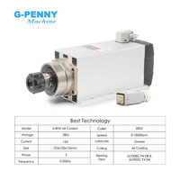 Moteur de broche refroidi par air G-Penny 6.0KW ER32 avec onduleur FL, montage à bride, roulement de broche pour routeur CNC, roulements en céramique, 18000 tr/min