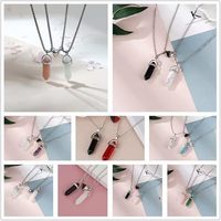 2Pcs Colorful Hexagonal Pointed Quartz Crystal Mutual Attraction Magnetic Heart Pendant Adjustable Necklace Friendship Couple