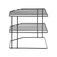 Étagère en fil métallique personnalisable avec logo, design à trois niveaux pour assiettes, couvercles de casseroles, contenants à épices et rangement de cuisine de restaurant