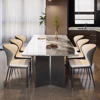 Ensemble de table à manger en marbre minimaliste italien moderne, nouvelle collection, avec chaises, 4 places, meubles de salle à manger carrés