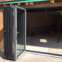 Moderne Double Bi-Pliage Porte Patio Coulissante en Verre Isolation Thermique Robuste Usage Extérieur Double Intérieur Salle de Bains