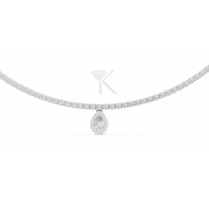 Collier tennis en diamant naturel taille poire, pendentif halo plaqué argent, élégant collier ras du cou de mariée, bijoux raffinés - Product Image 3