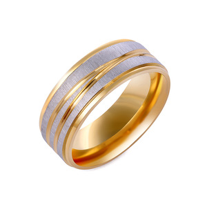 18K PVD Gold, Silver, <b>Black</b> & Blue Stainless Steel Striped Brushed Finish <b>Rings</b> | Durable Fashion Band <b>for</b> <b>Men</b> & Women - Product Image 5