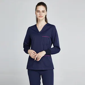 Conjunto de terno de spa de salão de beleza feminino, poliéster, uniforme de hospital médico