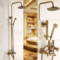 Kit combiné mural pour salle de bain Ensemble de douche rétro Ensemble de robinet de douche thermostatique avec pommeau de douche pluie