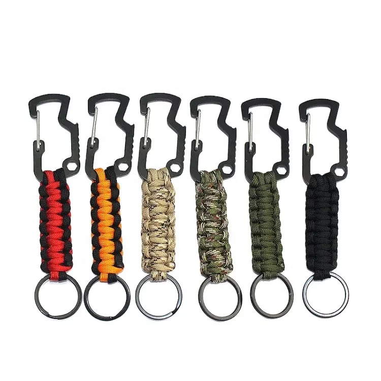 Colored Paracord Survival Keychain with stainless steel hook