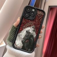 Coques de Téléphone Antichoc de Luxe Motif Chevaux pour iPhone 17 Air 16 15 Plus Pro Max 14 13 12 11 X XR – Protection Arrière Anti-chute