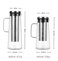 1000/1400ml Goutte De Glace Infusion Froide Cafetière Pot En Verre Borosilicate En Acier Inoxydable Filtre Couvercle Conception Contemporaine