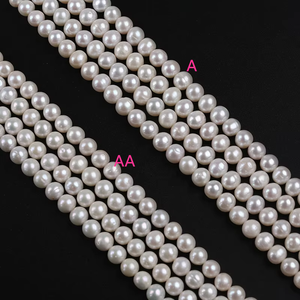 פנינים טבעיות הסיטונאיות 7-8 מ "מ לבן בקרשים פנינים עגולות - Product Image 1