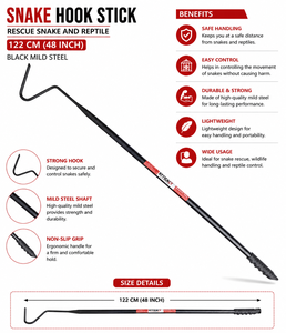 Pértiga de rescate para serpientes y reptiles de acero dulce negro de 122 cm (48 pulgadas) - Product Image 1