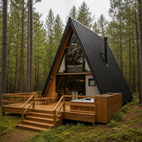 Cabane de luxe à structure en acier en forme de A, hôtel mobile préfabriqué, maison d'été modulaire, directement de l'usine