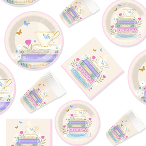 DAMAI New Customized Design Geometric Theme <b>Disposable</b> Dessert Dinner Paper Plates Cups Napkin Tableware Set for Back to School - Product Image 4