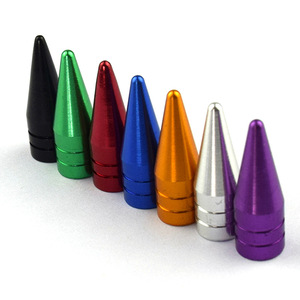 Tapas de válvula de aleación de aluminio para neumáticos de coche, 1 juego, 7 colores, diseño puntiagudo, cubierta de válvula sin cámara, piezas automotrices - Product Image 1