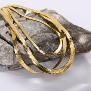 Collana a Catena Serpente Placcata Oro in Acciaio Inossidabile Catena Piatta a Spina di Pesce in Acciaio Inossidabile per Creazione di Gioielli - Product Image 5