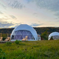 Tente dôme géodésique de luxe pour glamping, protection solaire et pluie, 5m/6m/7m/8m, avec toilettes et salle de bain, à vendre