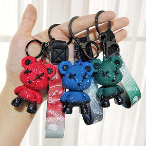 Venta al por mayor 3D lindo oso de peluche PVC llavero resina fresco Pequeño Oso bolsa colgantes Carto - Product Image 3