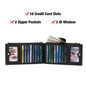 Nouveau <span class=keywords><strong>porte</strong></span>-cartes en PU grande capacité pour femmes, <span class=keywords><strong>porte</strong></span>-cartes multi-fentes, sac à fermeture éclair pour téléphone, portefeuille long multifonction portable - Product Image 3