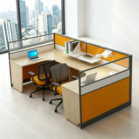 Estación de Trabajo Modular Moderna para 2 Personas con Pantalla Divisoria, Escritorio Tipo Cubículo, Muebles de Oficina