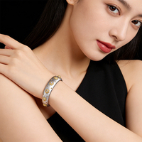 Bracelet manchette ouverte de luxe en argent sterling 925 plaqué or, filigrane brossé italien, vente en gros, bijoux haut de gamme les plus vendus
