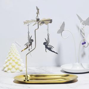 Support de bougie rotatif avec décorations féériques, plateau de carrousel à bougies, ensemble pour décoration de table de dîner romantique, cadeau - Product Image 3