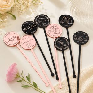 <b>Acrylic</b> Cocktail Stir Sticks <b>Mirror</b> Finish Custom Logo Engraved Name Reusable for Wedding Favors - Product Image 1