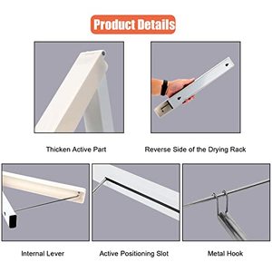 <strong>Wall</strong> Mounted <strong>Clothes</strong> <strong>Rail</strong> Foldable Coat Hanger Rack White Retractable Clothing Rack - Product Image 4