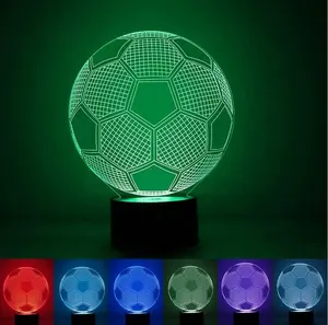 Lampu meja sentuh Led, lampu meja ilusi 3D klub sepak bola, lampu malam Led, lampu meja sentuh berubah warna untuk hadiah anak-anak kamar tidur