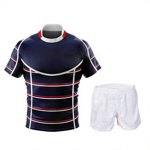 เสื้อรักบี้วินเทจแบบกำหนดเองสำหรับทีม  ระบายอากาศได้ดี  ผ้าโพลีเอสเตอร์ 180 กรัม  พิมพ์ลายแบบซับลิเมชั่น แขนสั้น ชุดสำหรับผู้ชาย  แบบสวมใส่ด้านหน้า - Product Image 1