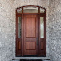 Usine de fournisseur de la Chine Portes avant en bois finies de haute qualité avec insertion de portes doubles principales en bois en verre pour la maison
