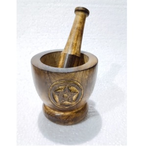 Mortero y Pilón de Madera de Excelente Calidad, Molinillo de Especias de Madera Natural para Hierbas, Ajo, Jengibre y Uso en la Cocina, en Venta - Product Image 1