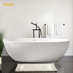 MSUN Small Artificial Stone Resin Benutzer definierte Badewanne Ovale Badewanne Dusche Spa Badewannen