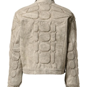 Chaqueta de Motociclista de Mezclilla con Bordado 3D y Lavado Ácido Personalizada para Hombre - Product Image 2