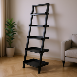 Étagère inclinée Db Bellamy à 5 niveaux, noire, autoportante, pour rangement et présentation, design minimaliste pour salon - Product Image 2