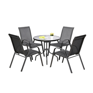 <b>Outdoor</b> Diameter 80cm Tempered Water Wave Glass Ripple Pattern Assembled <b>Round</b> <b>Table</b> for Balcony Garden and Patio - Product Image 4