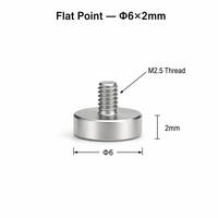 Pointe plate en acier inoxydable trempé, filetage M2.5, SD6.0X2, dimensions personnalisées disponibles sur base de dessins