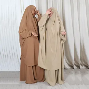 Jilbab modeste Nida Niqab Khimar Abaya vêtements islamiques musulmans de haute qualité ensemble de deux pièces Jilbab de prière papillon