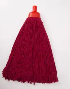 Cabezal redondo de mopa de algodón de hilo rojo, cabezal de repuesto de mopa para producto de limpieza de suelos