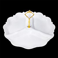 Plats de service jetables en porcelaine blanche de qualité AB, faits à la main, personnalisés, pour hôtel, avec 3 compartiments, design créatif, durables