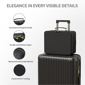 Gấp xách tay Mỹ phẩm make up hộp lưu trữ màu đen thắp sáng Vanity du lịch trang điểm Túi Trường hợp với LED ánh sáng gương - Product Image 3