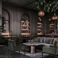 Meubles de bar de luxe sur mesure pour station de cocktails, restaurant, pub, boîte de nuit, canapé en cuir, table de bar, design d'intérieur LED pour lounge