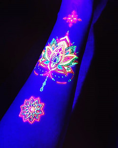 Tatuaje de luz UV Henna luminoso personalizado temporal que brilla en la oscuridad resistente al agua para mujeres y hombres joyería tatuaje/pegatina de tatuaje - Product Image 6