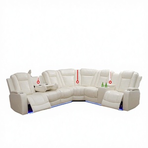 White Breathing Leather 3-Piece Living Room Recliner <b>Sofa</b> <b>Set</b> with Modern Design Eco-Friendly Features for Hotel & Villa Use - Product Image 2