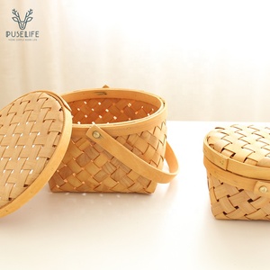 <span class=keywords><strong>El</strong></span> más nuevo diseño de fábrica nuevo estilo de madera tejido de cesta con mango y tapa - Product Image 2