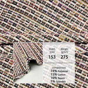 Tela Tweed Jacquard <span class=keywords><strong>de</strong></span> Punto a <span class=keywords><strong>Cuadros</strong></span> Rosa y Negro Estilo Chanel, Color Marrón, Peso Medio, Teñida <span class=keywords><strong>con</strong></span> Hilo, para Abrigo - Product Image 2