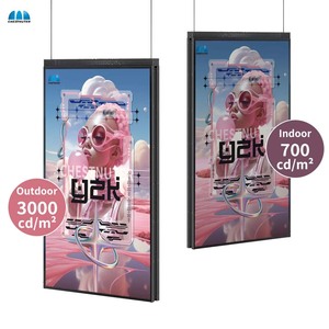55inch Độ sáng cao siêu mỏng Bảng menu <span class=keywords><strong>LCD</strong></span> kỹ thuật số máy nghe nhạc quảng cáo Màn hình kép cửa sổ treo đôi mặt <span class=keywords><strong>LCD</strong></span> hiển thị - Product Image 1