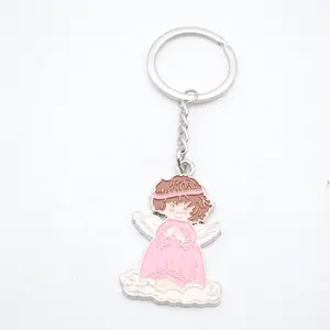 Custom angel girl enamel novelty keychain accessories