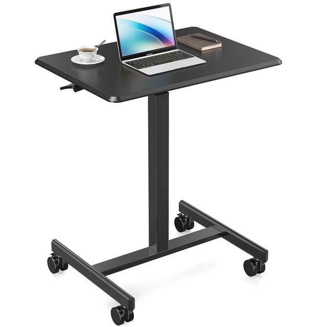 Home Office Rack Mobile Standing Desk Rolling Laptop Computer Carts Portable Laptop Desk with Wheels Adjustable Height Table